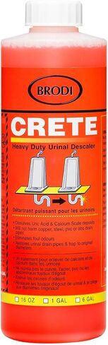 Brodi CRETE Urinal Drain Cleaner, Commercial Grade, Restores Pipes to Original Diameter, Urinal Descaler & Deodorizer, Safe for Pipes, No Harsh Fumes, Urine Salt Remover, 32 Fl Oz (Pack of 1) in Kuwait