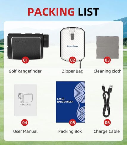 REVASRI Range Finder Golf Rangefinder with Slope, 1000 Yards Golf Range Finder with Magnetic, 6X Magnification, Flag Locking Vibration, Must Accessories for Golfer in Kuwait