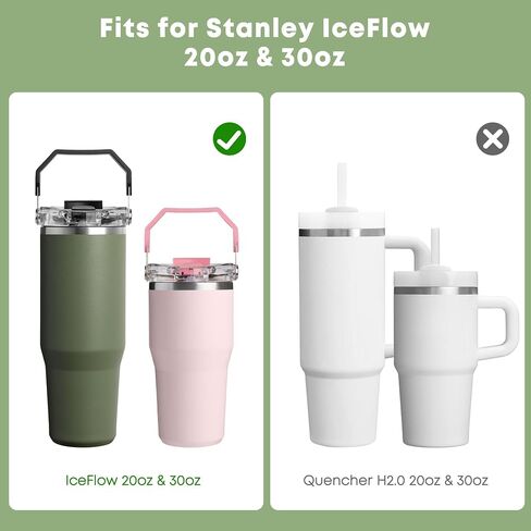 غطاء بديل مقاوم للانسكاب لستانلي 1.0 IceFlow Flip Straw 30oz/20oz Tumbler، يناسب الإصدار القديم فقط، خالٍ من BPA وآمن للاستخدام في غسالة الأطباق (أخضر فاتح) in Kuwait