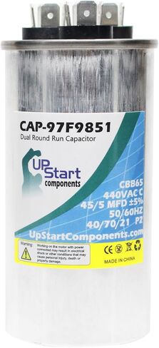 استبدال مكثف تشغيل دائري مزدوج 45/5 MFD 440 فولت للحامل 319186-702 - CAP-97F9851، العلامة التجارية لمكونات UpStart in Kuwait