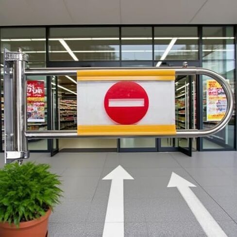 One-Way Traffic Door，Automatic Rebound Swing GateAutomatic Spring-Loaded Safety Door for Supermarket Cashier Counter, One-Way Entrance Gate with 90° Opening，（Silver，28.5x55cm） in Kuwait