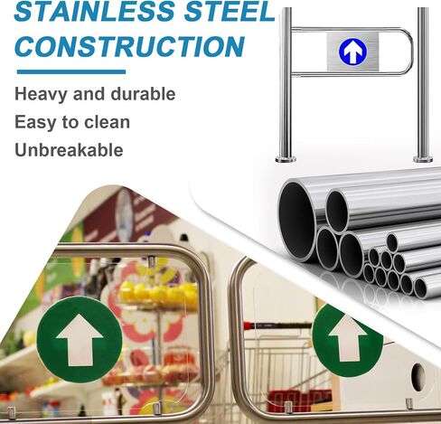 Stainless Steel Self-Closing One-Way Gate Automatic Swing Safety Door for Pedestrian Access Control Durable Metal Crowd Control Barrier(LeftColumn90*100cm) in Kuwait