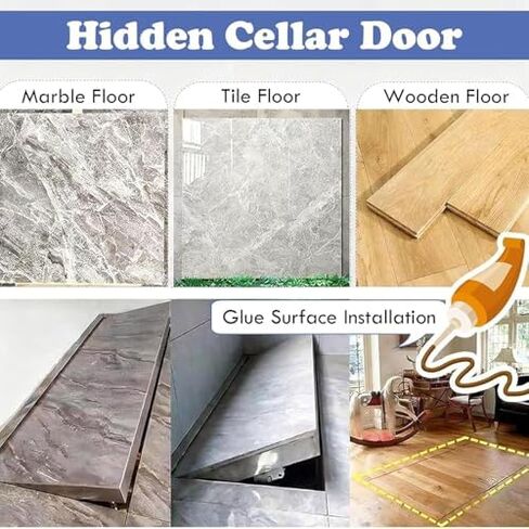 Extra Large Concealed Access Door, 34x20 in Recessed Floor Hatch for Basement, Heavy-Duty Steel with Suction Cup Opener, Ideal for Easy Access and Durability in Kuwait