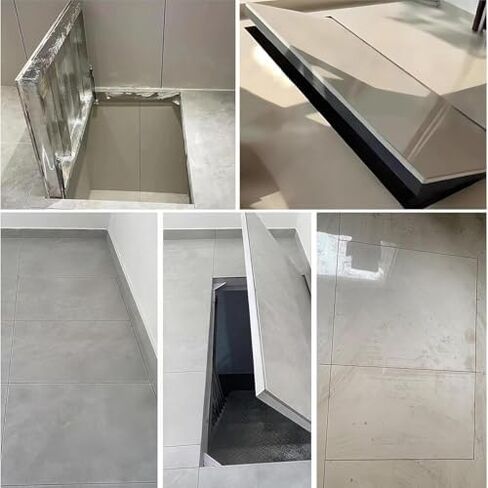 Extra Large Concealed Access Door, 34x20 in Recessed Floor Hatch for Basement, Heavy-Duty Steel with Suction Cup Opener, Ideal for Easy Access and Durability in Kuwait