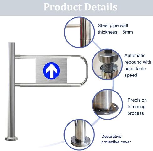 Stainless Steel Automatic Swing Gate for Supermarkets & Malls, 1-Way Safety Door, Pedestrian Access, Closing Gate for Libraries & Warehouses (95 x 100 cm / 37.4" x 39.4" R) in Kuwait