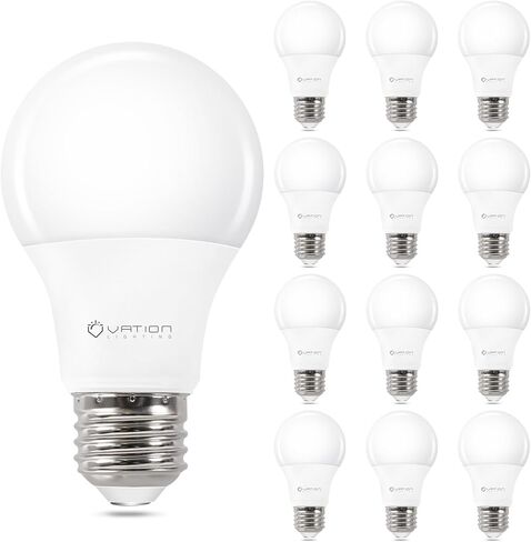 12 حزمة من مصابيح الإضاءة LED A19، 40 وات يعادل ضوء النهار 5000 كلفن مع قاعدة متوسطة E26، كفاءة 5 وات، 450 لومن مصابيح LED غير قابلة للتعتيم، مدرجة في قائمة ETL/UL، موفرة للطاقة لغرفة النوم والمكتب المنزلي in Kuwait
