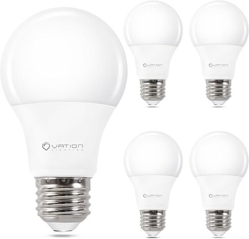 12 حزمة من مصابيح الإضاءة LED A19، 40 وات يعادل ضوء النهار 5000 كلفن مع قاعدة متوسطة E26، كفاءة 5 وات، 450 لومن مصابيح LED غير قابلة للتعتيم، مدرجة في قائمة ETL/UL، موفرة للطاقة لغرفة النوم والمكتب المنزلي in Kuwait