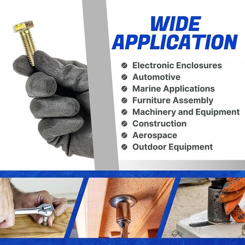 مسامير سداسية من Fastener 1/4"-28 x 5/8" من الفولاذ المطلي بالكروم الأصفر والزنك من الدرجة 8، مسامير سداسية متينة ملولبة بالكامل للآلات والبناء، مقاومة للصدأ، مثبتات شديدة التحمل، عبوة من 25 قطعة in Kuwait