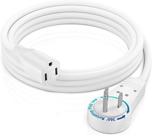 كابل Maximm بطول 6 أقدام 14Awg 360 درجة سلك تمديد مسطح دوار/سلك، سلك مؤرض 3 شوكات، سلك تمديد عالي التحمل - معتمد من UL - أبيض in Kuwait