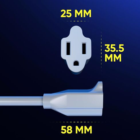 كابل Maximm بطول 6 أقدام 14Awg 360 درجة سلك تمديد مسطح دوار/سلك، سلك مؤرض 3 شوكات، سلك تمديد عالي التحمل - معتمد من UL - أبيض in Kuwait
