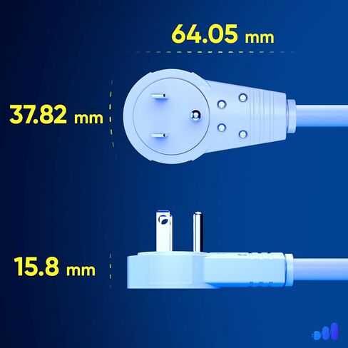 كابل Maximm بطول 6 أقدام 14Awg 360 درجة سلك تمديد مسطح دوار/سلك، سلك مؤرض 3 شوكات، سلك تمديد عالي التحمل - معتمد من UL - أبيض in Kuwait