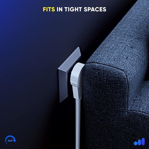 كابل Maximm بطول 6 أقدام 14Awg 360 درجة سلك تمديد مسطح دوار/سلك، سلك مؤرض 3 شوكات، سلك تمديد عالي التحمل - معتمد من UL - أبيض in Kuwait