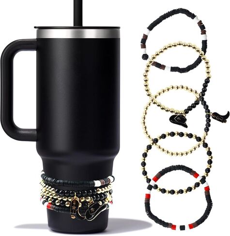 Bracelets for Stanley Cup Accessories, 5 Pcs for Stanley 40 oz&30 oz Tumbler with Handle, Hats and Boots Western Cowboy Design Bracelet (Brown) in Kuwait