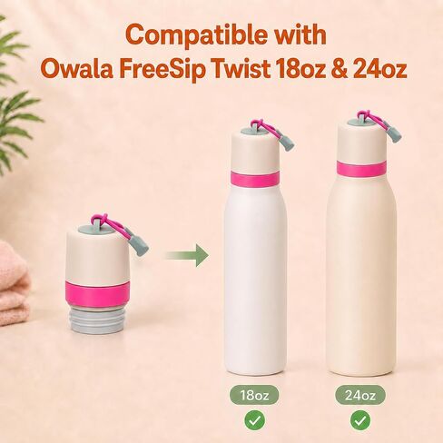 Replacement Lid Compatible with Owala FreeSip Twist Insulated Stainless Steel 18oz 24oz, 2 Pack Caps with Carry Handle, with Straws, Lid Accessory for FreeSip Twist Bottles in Kuwait