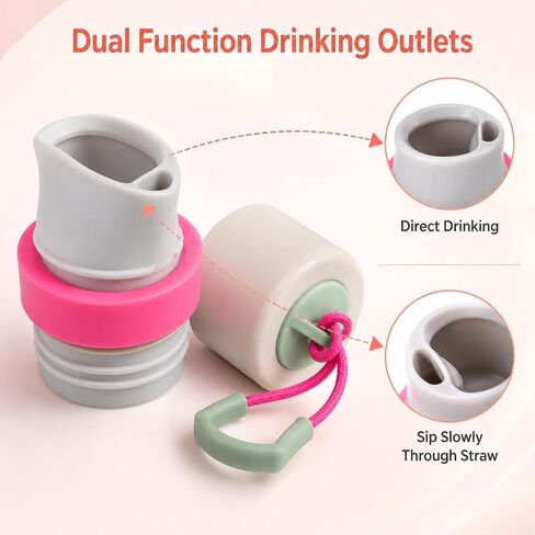 Replacement Lid Compatible with Owala FreeSip Twist Insulated Stainless Steel 18oz 24oz, 2 Pack Caps with Carry Handle, with Straws, Lid Accessory for FreeSip Twist Bottles in Kuwait
