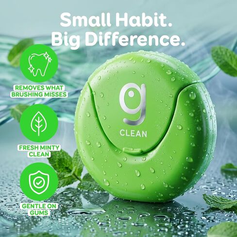 GRIN Clean Dental Floss – 2 Pack (87.4 Yards Total) | Super Strong Floss | Minty | Shred-Resistant | Compact Dispenser Made with Recycled Plastic in Kuwait