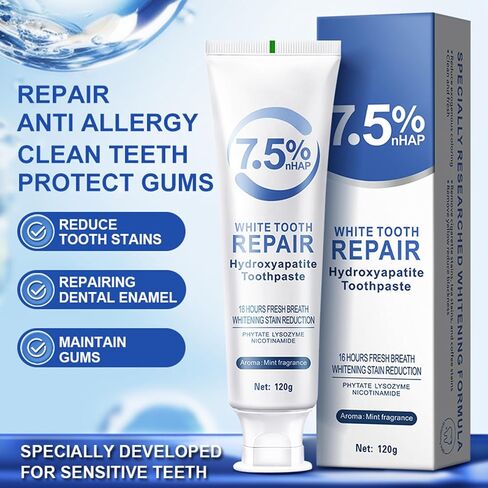 2 Pcs 7.5 hydroxyapatite Toothpaste，Set 2 Pcs Hydroxyapatite Toothpastes for Enamel Protection and Tooth Strengthening, Gentle Mint, Fresh Breath, Daily Use for Oral Health in Kuwait
