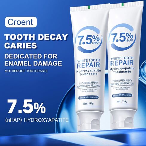 2 Pcs 7.5 hydroxyapatite Toothpaste，Set 2 Pcs Hydroxyapatite Toothpastes for Enamel Protection and Tooth Strengthening, Gentle Mint, Fresh Breath, Daily Use for Oral Health in Kuwait