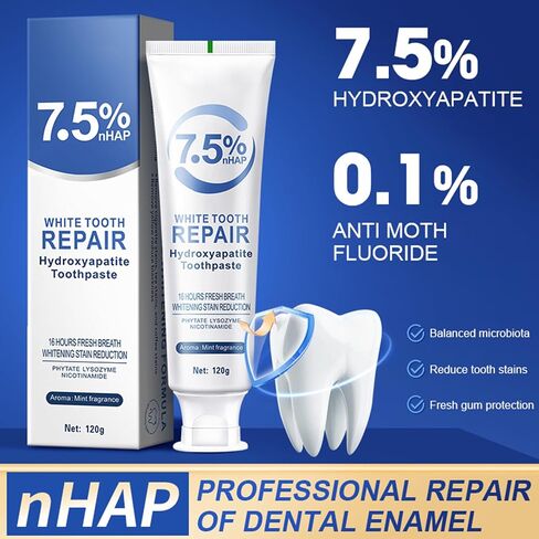 2 Pcs 7.5 hydroxyapatite Toothpaste，Set 2 Pcs Hydroxyapatite Toothpastes for Enamel Protection and Tooth Strengthening, Gentle Mint, Fresh Breath, Daily Use for Oral Health in Kuwait