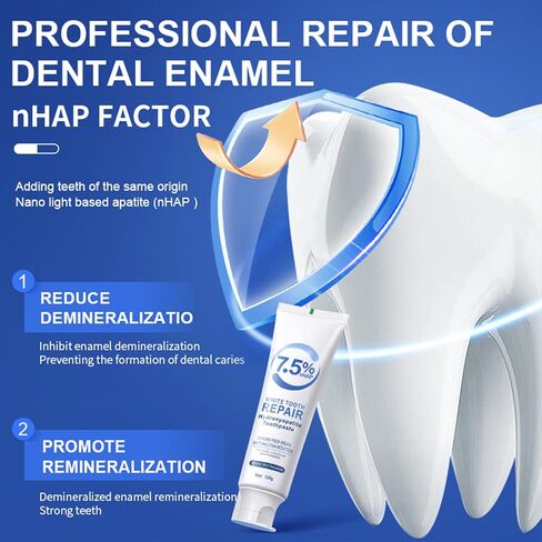 2 Pcs 7.5 hydroxyapatite Toothpaste，Set 2 Pcs Hydroxyapatite Toothpastes for Enamel Protection and Tooth Strengthening, Gentle Mint, Fresh Breath, Daily Use for Oral Health in Kuwait