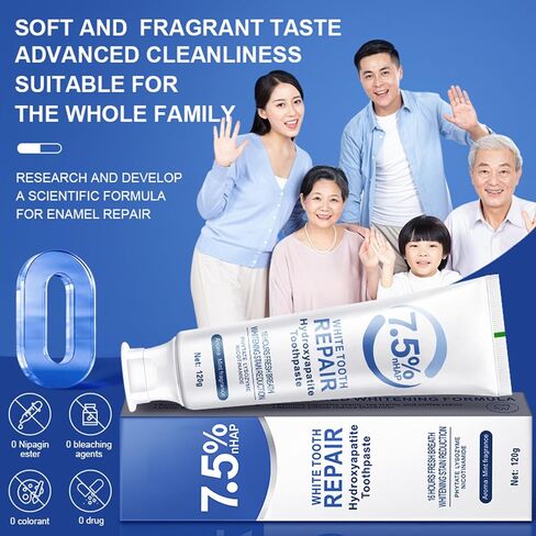 2 Pcs 7.5 hydroxyapatite Toothpaste，Set 2 Pcs Hydroxyapatite Toothpastes for Enamel Protection and Tooth Strengthening, Gentle Mint, Fresh Breath, Daily Use for Oral Health in Kuwait