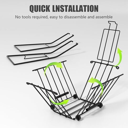 Tennis Ball Hopper, Portable Pickleball Holder with Wheels & Handle | Convertible Handles, Holds 50 Pickleballs, Secure Hooked Lid, Powder-Coated Steel, Easy-Rolling Wheels, Fast Tool-Free Setup in Kuwait