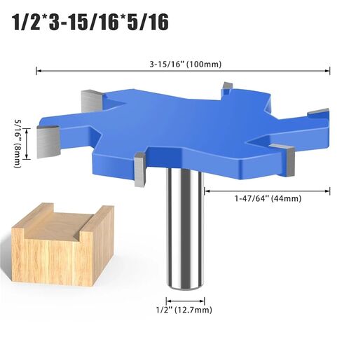 12mm 1/2in Shank T Type Slotting Bit Tungsten Carbide Slotting Cutter T Slot Milling Router Bit Woodworking Tool 1Pcs in Kuwait
