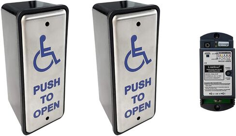 Olideauto Wireless Narrow Handicap Push Switch Olide-511 2PCS for Automatic Door Opener with Handicap Logo+1PCS 2.4G High Stability Receiver 510FW,with WiFi Function in Kuwait