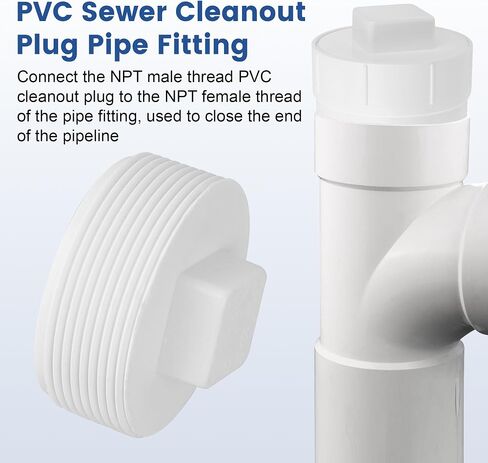 2" PVC Sewer Cleanout Plug, DWV Male Threaded Flush End Cap, Pipe Fitting for Sewer & Drainage Piping Systems - 2 Pcs in Saudi Arabia