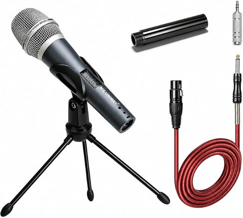 Handheld Wired Microphone - heart-shaped Dynamic Microphone, For speakers, karaoke machines, amplifiers, mixers, with 14 foot XLR to 1/4 inch audio cable, desktop tripod,extension pole,Mic storage bag in Kuwait