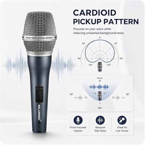 Handheld Wired Microphone - heart-shaped Dynamic Microphone, For speakers, karaoke machines, amplifiers, mixers, with 14 foot XLR to 1/4 inch audio cable, desktop tripod,extension pole,Mic storage bag in Kuwait