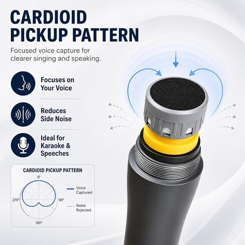 Handheld Wired Microphone - heart-shaped Dynamic Microphone, For speakers, karaoke machines, amplifiers, mixers, with 14 foot XLR to 1/4 inch audio cable, desktop tripod,extension pole,Mic storage bag in Kuwait