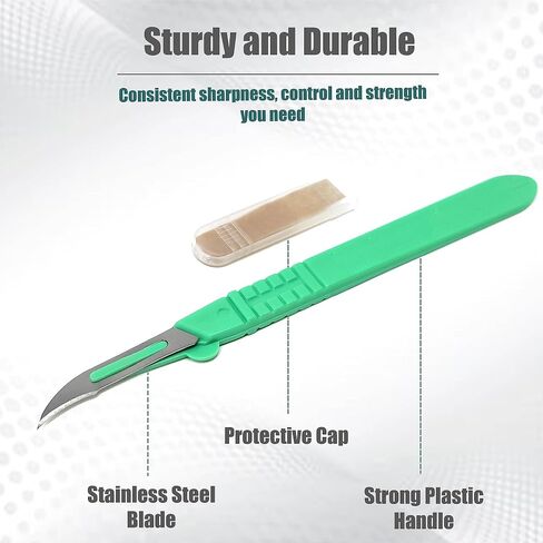 A2Z SCILAB Disposable Sterile Scalpel #12, Training Podiatry & Corn Callous Tools, Precision Carbon-Steel Blades with Plastic Handle - Individual Pouches - Podiatry Pedicure & More - Box of 10 in Kuwait