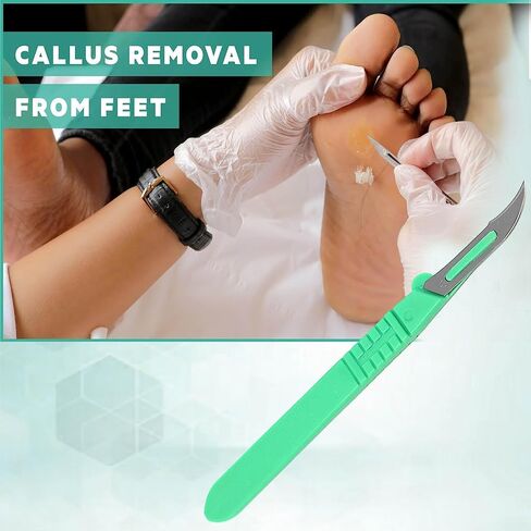 A2Z SCILAB Disposable Sterile Scalpel #12, Training Podiatry & Corn Callous Tools, Precision Carbon-Steel Blades with Plastic Handle - Individual Pouches - Podiatry Pedicure & More - Box of 10 in Kuwait