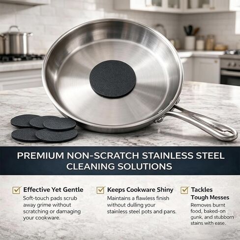 3PCS Steeli Sponge for Stainless Steel Cookware – Heavy Duty Steel Sponge for Burnt-On Stain Removal, Mirror Shine Restorer, No Scratch Kitchen Cleaning Pad, for Pans & Surfaces in Kuwait
