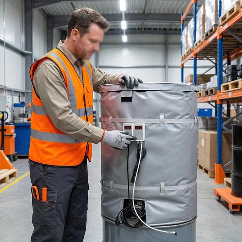 IBC Ton Barrel Heater، 2000W / 4000W Drum Heating بطانية، 0 ~ 150 درجة مئوية وحدة تحكم في درجة الحرارة، مواد عازلة للماء، لخزان البلاستيك IBC Gray-1000L in Kuwait