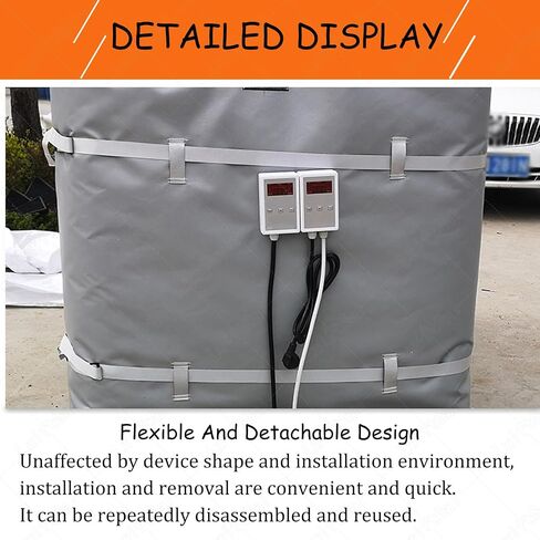 IBC Ton Barrel Heater، 2000W / 4000W Drum Heating بطانية، 0 ~ 150 درجة مئوية وحدة تحكم في درجة الحرارة، مواد عازلة للماء، لخزان البلاستيك IBC Gray-1000L in Kuwait