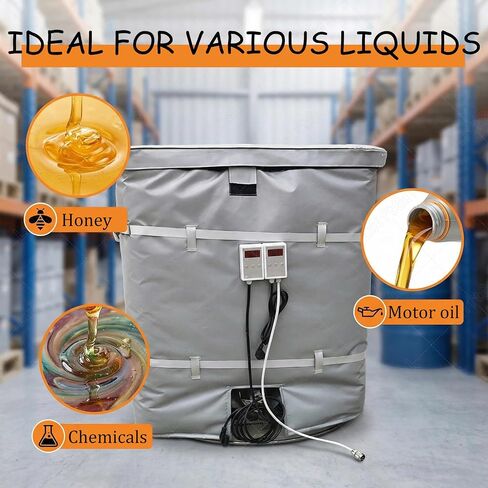 IBC Ton Barrel Heater، 2000W / 4000W Drum Heating بطانية، 0 ~ 150 درجة مئوية وحدة تحكم في درجة الحرارة، مواد عازلة للماء، لخزان البلاستيك IBC Gray-1000L in Kuwait