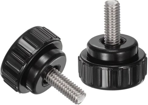4pcs Knurled Clamping Knobs M6 x 16mm Metric 304 Stainless Steel Male Thread Thumb Screw on Type 25mm Plastic Round Head Threaded Hand Bolt Stud Knobs Black in Kuwait