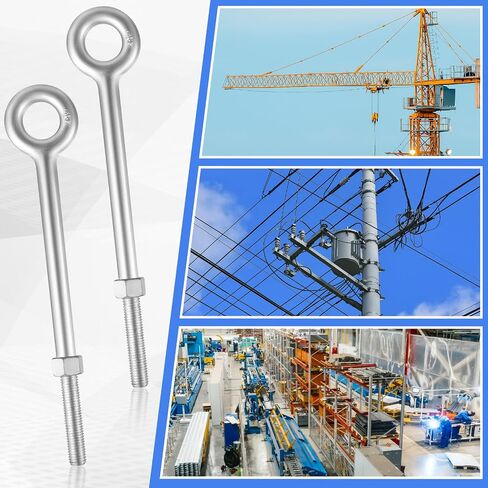 LEIFIDE 8 Pack 3/4'' x 12" Eye Bolt with Nut Rigging Hot Dipped Galvanized Eye Bolt 5200 lb Working Load Limit for Wood Anchoring Chain and Wire Rope in Kuwait