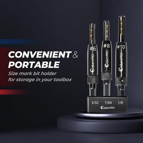 3PCS Self Centering Drill Bit Set for Hinge Installation,Titanium Coated VIX Bits with Black Phosphate Finish,Woodworking Pilot Hole Drill Bits for Door,Window,and Cabinet (3/32",7/64",1/8") in Kuwait