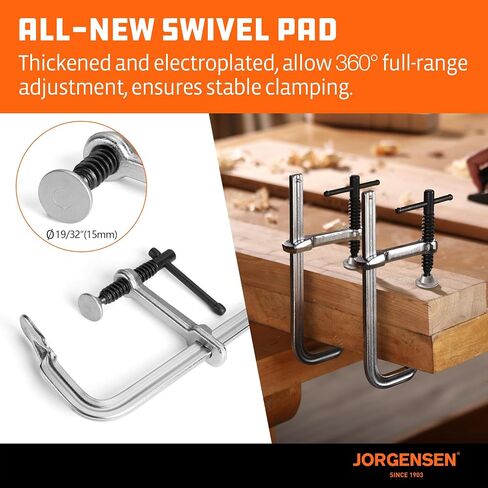 Jorgensen Bar Clamps، 6 بوصة، مشابك فولاذية مطروقة خفيفة الوزن مقاس 6 بوصات لأعمال النجارة واللحام، عبوتان in Kuwait