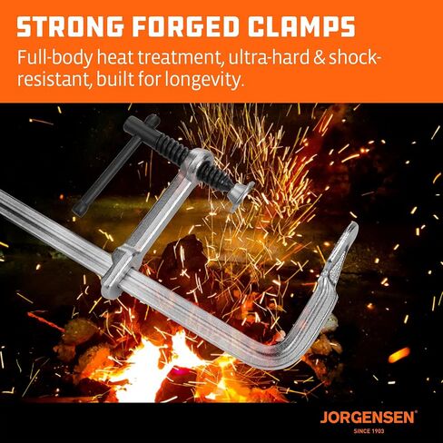 Jorgensen Bar Clamps، 6 بوصة، مشابك فولاذية مطروقة خفيفة الوزن مقاس 6 بوصات لأعمال النجارة واللحام، عبوتان in Kuwait