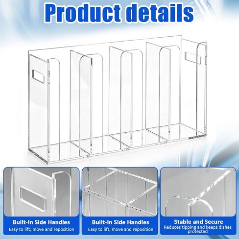 Xuhal 4-Slot Acrylic Petri Dish Dispenser Rack for 60mm & 90mm Dishes, Non-Slip Lab Bench Storage Organizer with Carry Handles, Stackable Culture Plate Holder for Scientific Research Teaching Labs in Kuwait