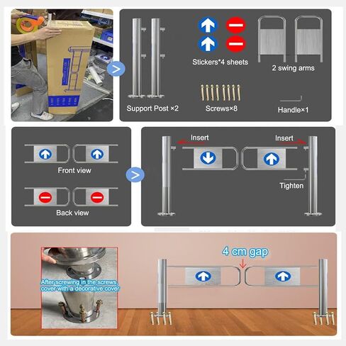 Stainless Steel Swing Gate for Supermarkets & Malls, 1-Way Safety Door with Automatic Closure, Pedestrian Access for Libraries & Warehouses, 75 x 100 cm (29.5" x 39.4") in Kuwait