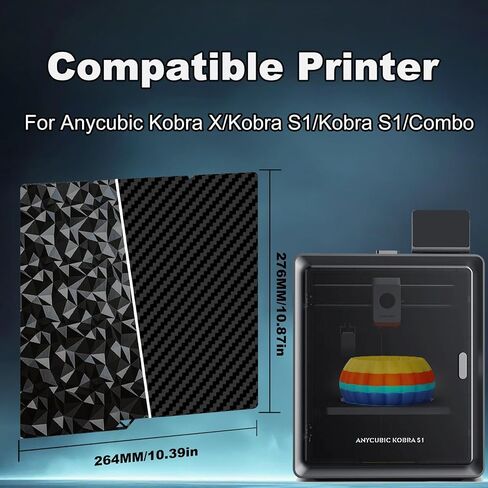264x276mm 3D Printer Build Plate Smooth PEO+Smooth PET Spring Steel Sheet for Anycubic Kobra S1/ Kobra X/Kobra 4 Heated Bed (Carbon Fiber + Diamond Pattern) in Kuwait