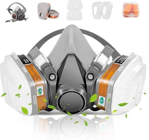Respirator Mask with Filters set - Reusable Respirator Mask for Chemicals, Painting, Spraying, Epoxy Resin, Dust, DIY etc in Kuwait