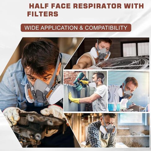 Respirator Mask with Filters set - Reusable Respirator Mask for Chemicals, Painting, Spraying, Epoxy Resin, Dust, DIY etc in Kuwait