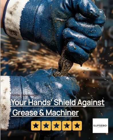 12 Pairs Nitrile Coated Safety Work Gloves, Fuel Gloves for Oil Hauler Blue Chemical & Water Resistant Gloves in Kuwait