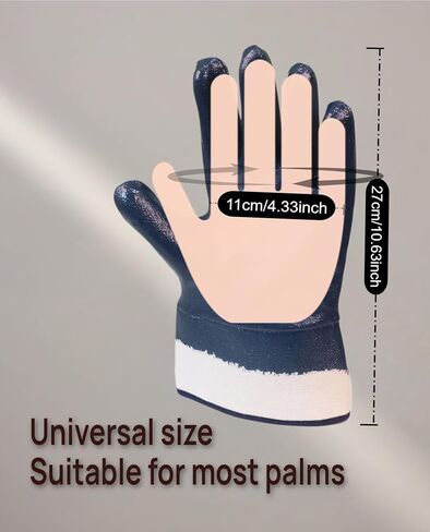 12 Pairs Nitrile Coated Safety Work Gloves, Fuel Gloves for Oil Hauler Blue Chemical & Water Resistant Gloves in Kuwait